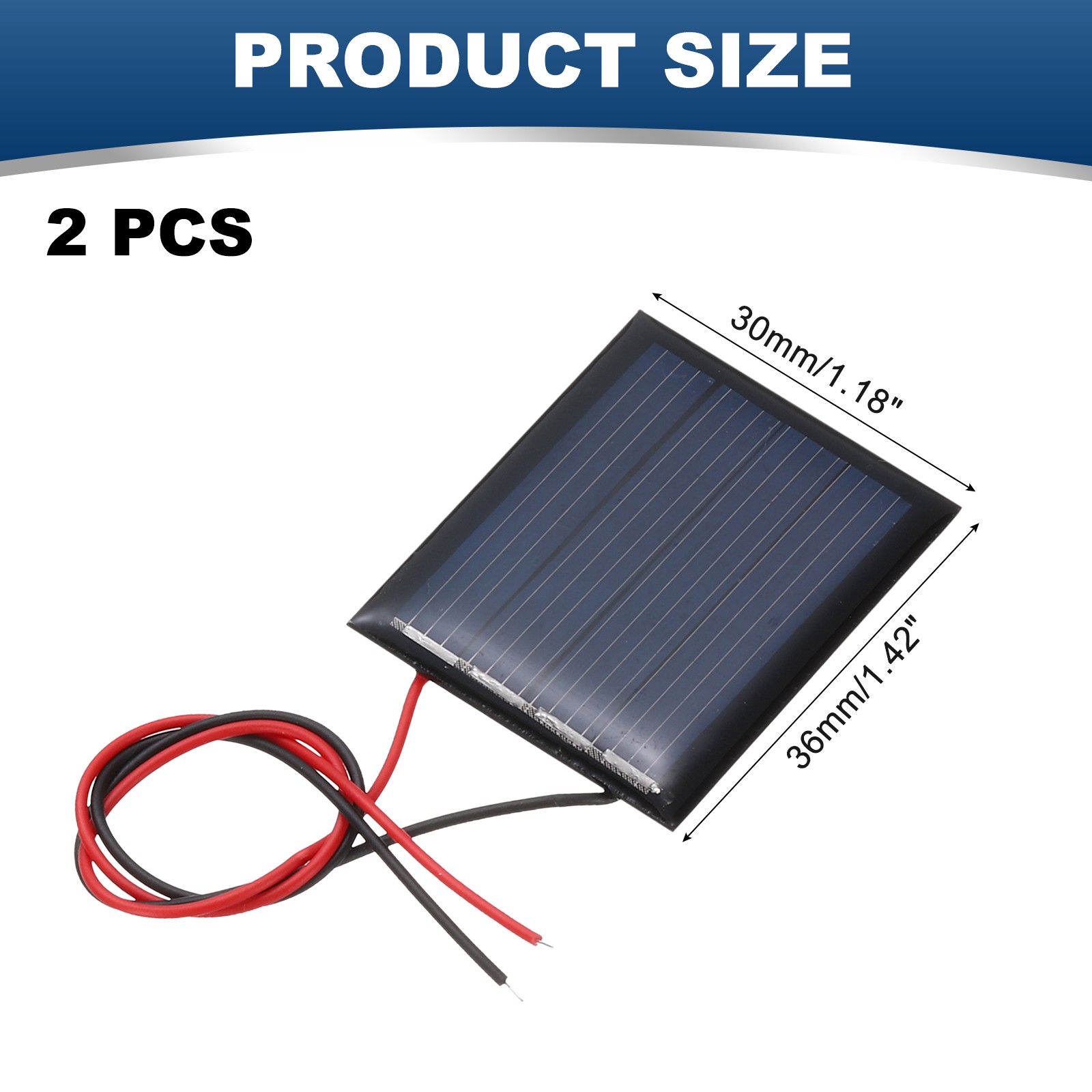 2Pcs 2V 0.12W 60mA Mini Solar Panels with Cable
