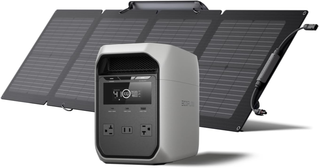 1024Wh LiFePO4 (LFP) Battery, 1800W AC/100W USB-C Output, Solar Generator