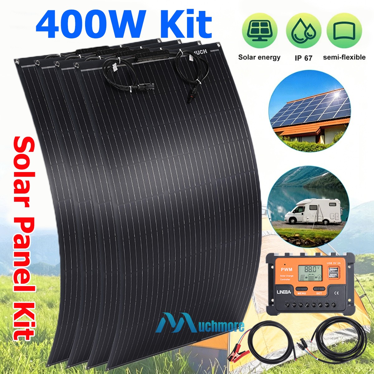 Complete 5000W Off-Grid Solar Kit 5000W Inverter 100W 200W 400W Solar Panel 110V