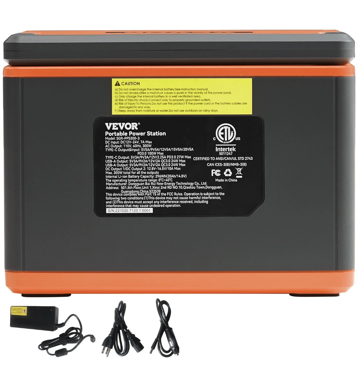 VEVOR Portable Power Station Solar Generator 296Wh 300W Backup Lithium Battery