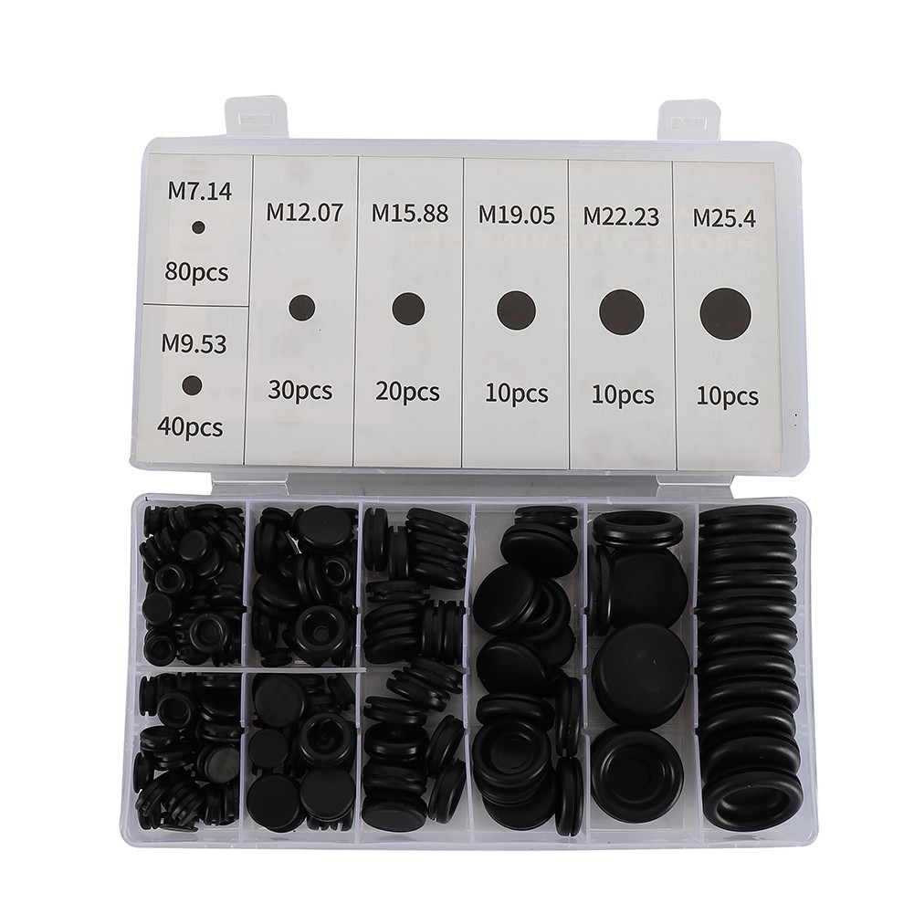 Assorted Size Rubber Grommets Set for Wire Routing and Protection Pack of 200
