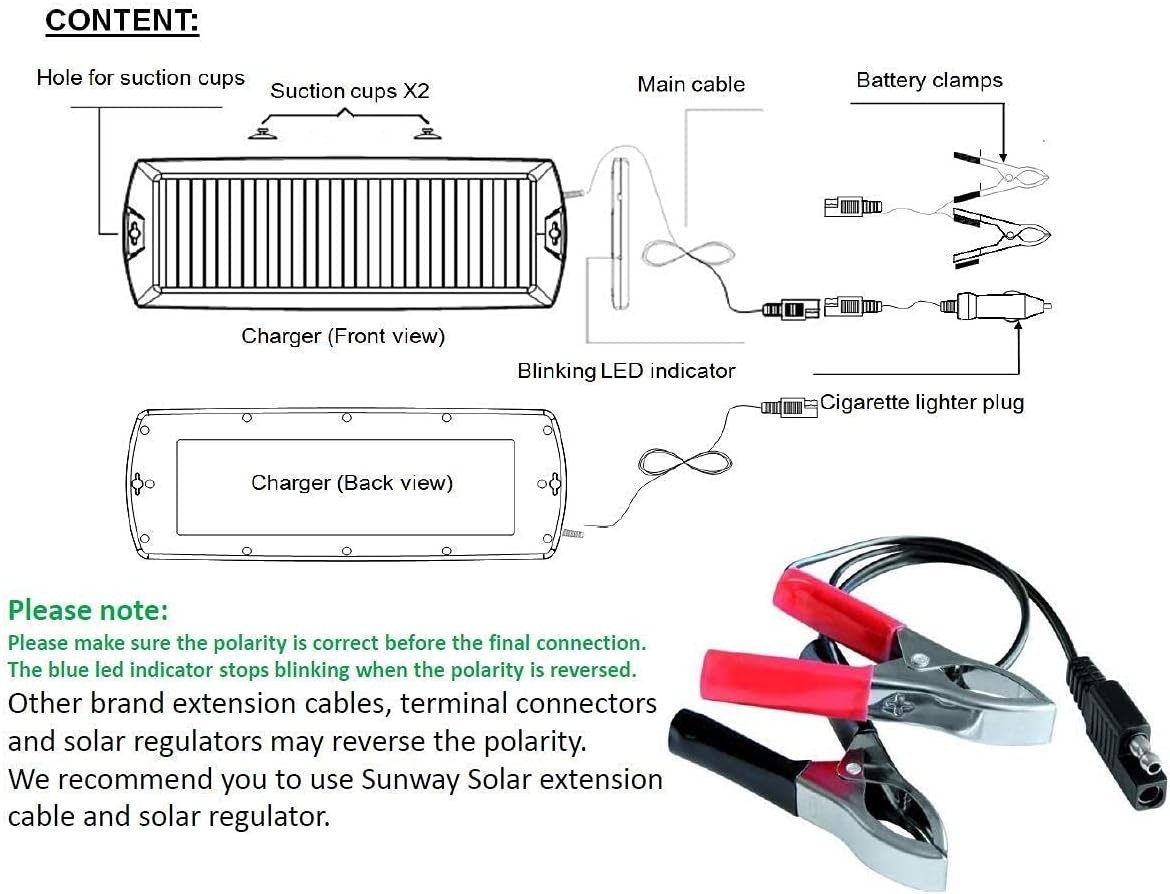 Car Battery Trickle Charger & Maintainer 12V Solar Panel Power Battery Charge…