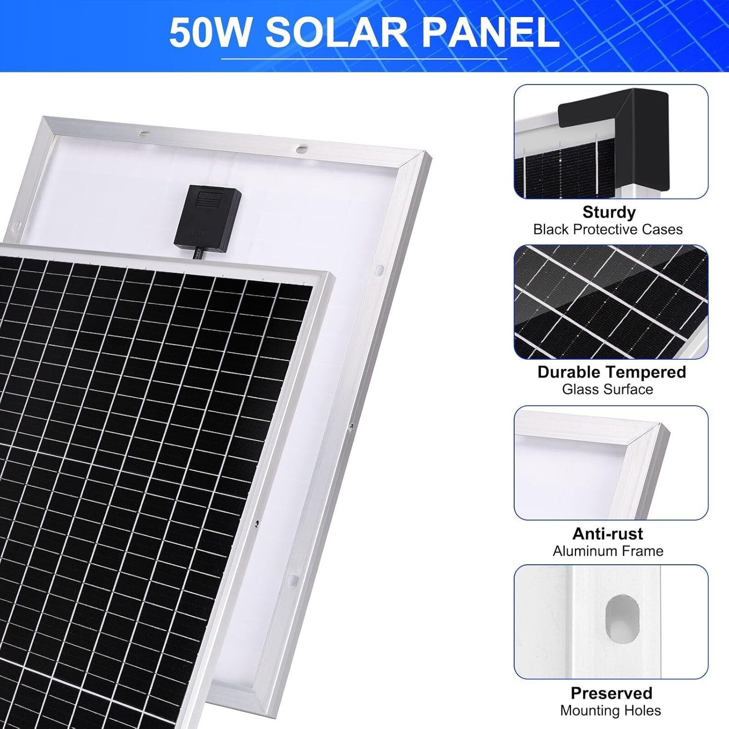 Solar Panel Kit 50W with 10A Charge Controller Monocrystalline Solar Panel Ki…