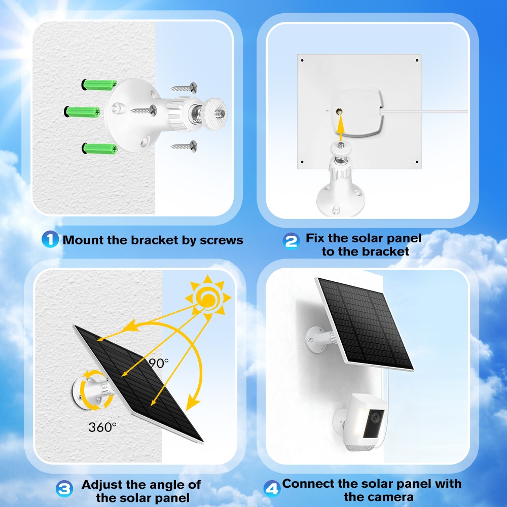 Solar Panel for Ring Spotlight Camera/Stick Up Cam Battery Charger 5W 5V Output​