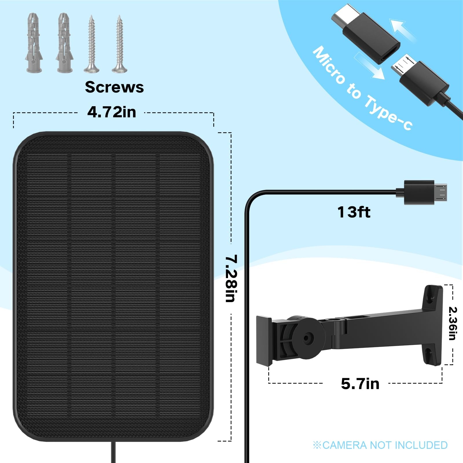 3.2W Solar Panel for Security Camera Compatible with Arlo Essential XL, Waterpro
