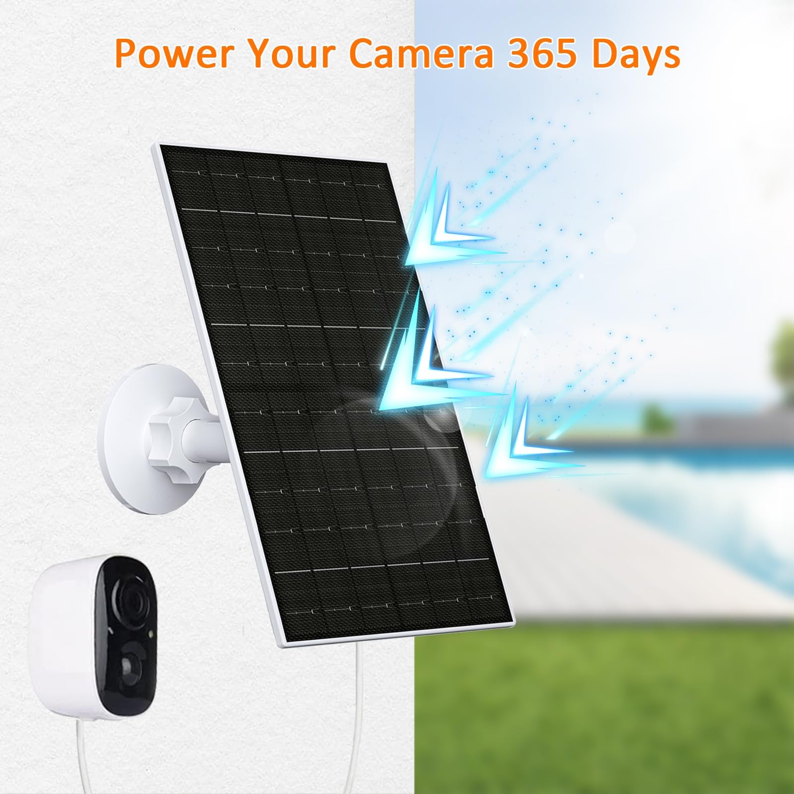 6W Solar Panel for Security Camera Outdoor, 5V USB/USB-C Solar Charger Compat…
