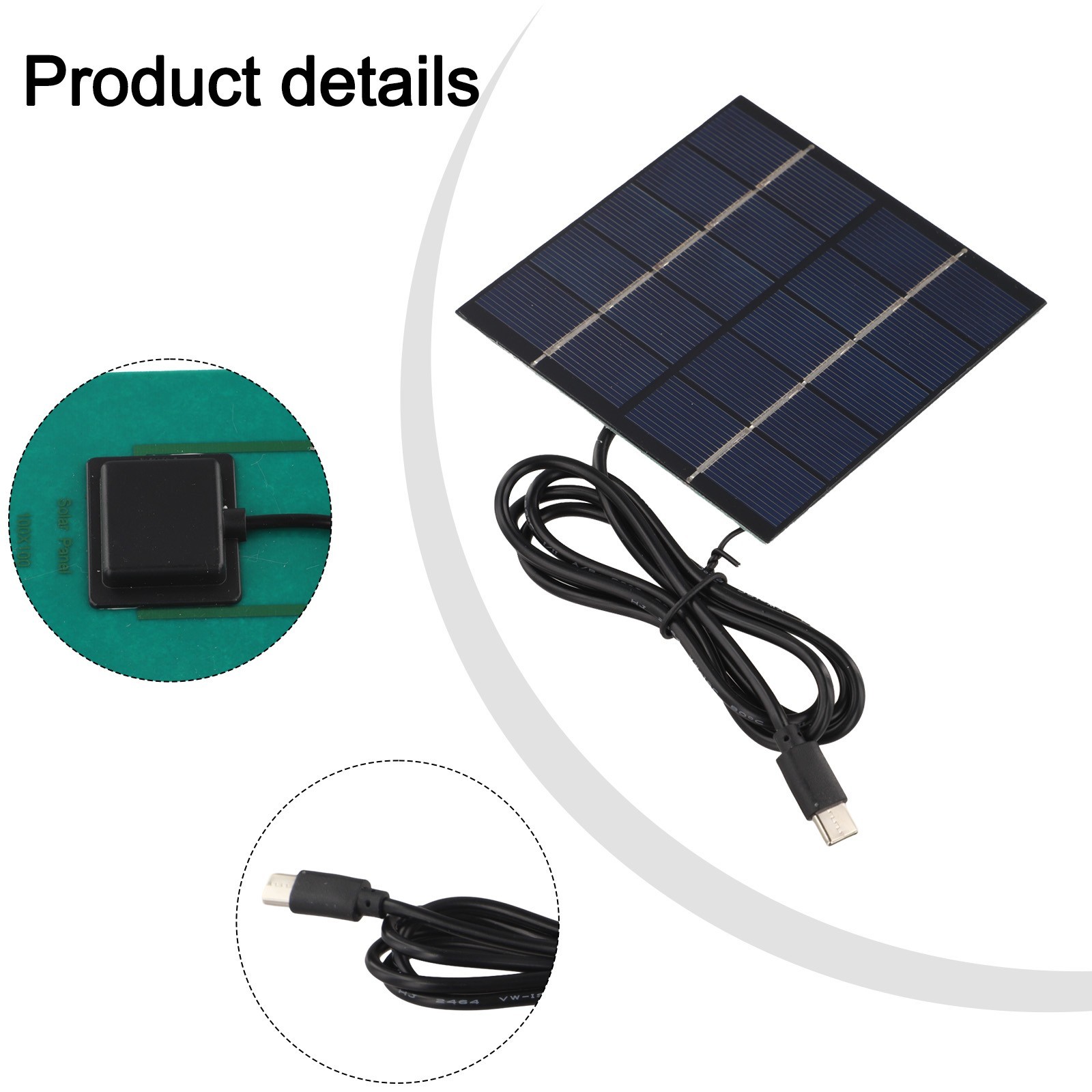 Outdoor Charger Compact Charging Solution 1 Meter USB Cable 1.5W Solar Output