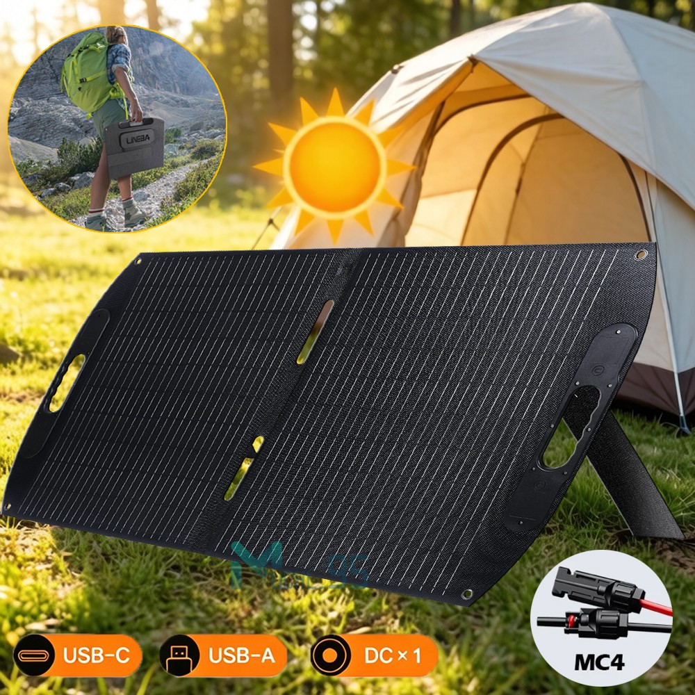 Bifacial Solar Panel 100W Foldable Solar Charger For Car Boat Caravan Camping