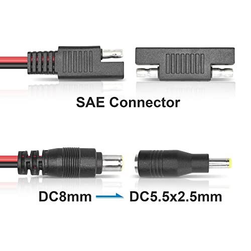 DC 8mm Male to SAE Connector Adapter 14AWG Cable,with SAE Polarity Reverse