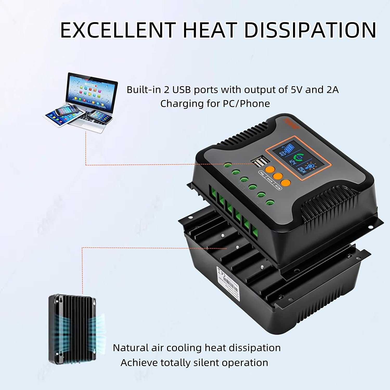 30A 60A 80A Solar Panel Charge Controller 12/24/36/48V LCD Display Regulator USB
