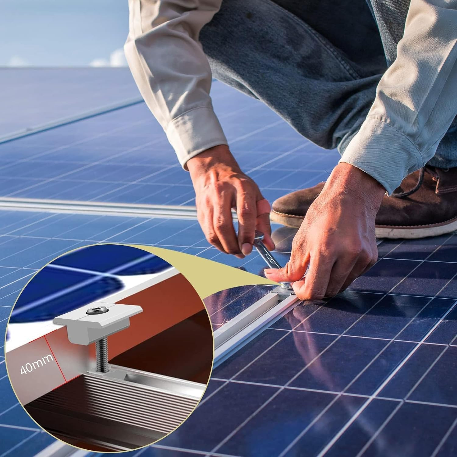 10 abrazaderas centrales para paneles solares abrazaderas intermedias aluminio