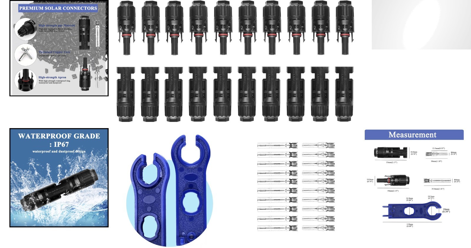 10Set Male Female Wire Cable Connector Set Solar Panel Waterproof Connector