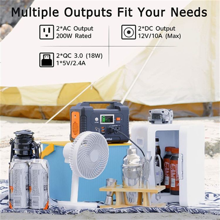 200W Portable Power Station; FlashFish 40800mAh Solar Generator with 60W 18V ET