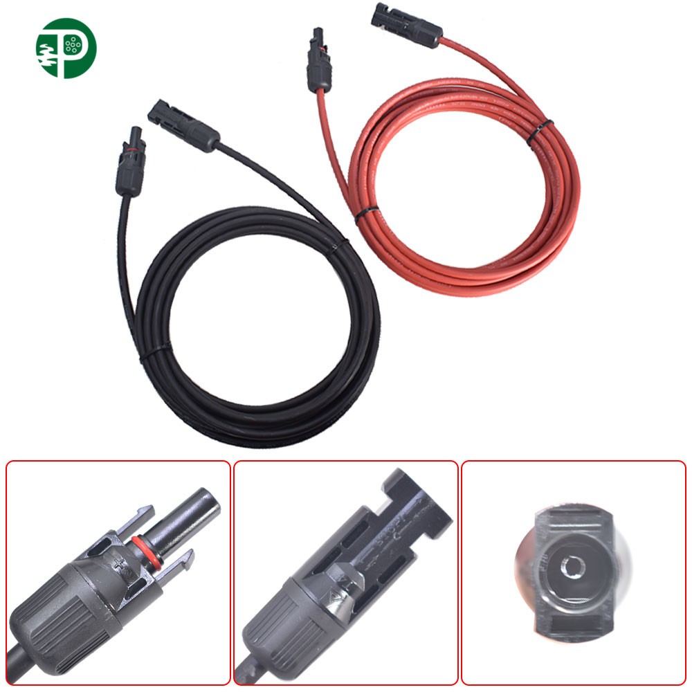 12 AWG 15 FT Black and Red Solar Panel Extension Tinned Cable Wire Connector