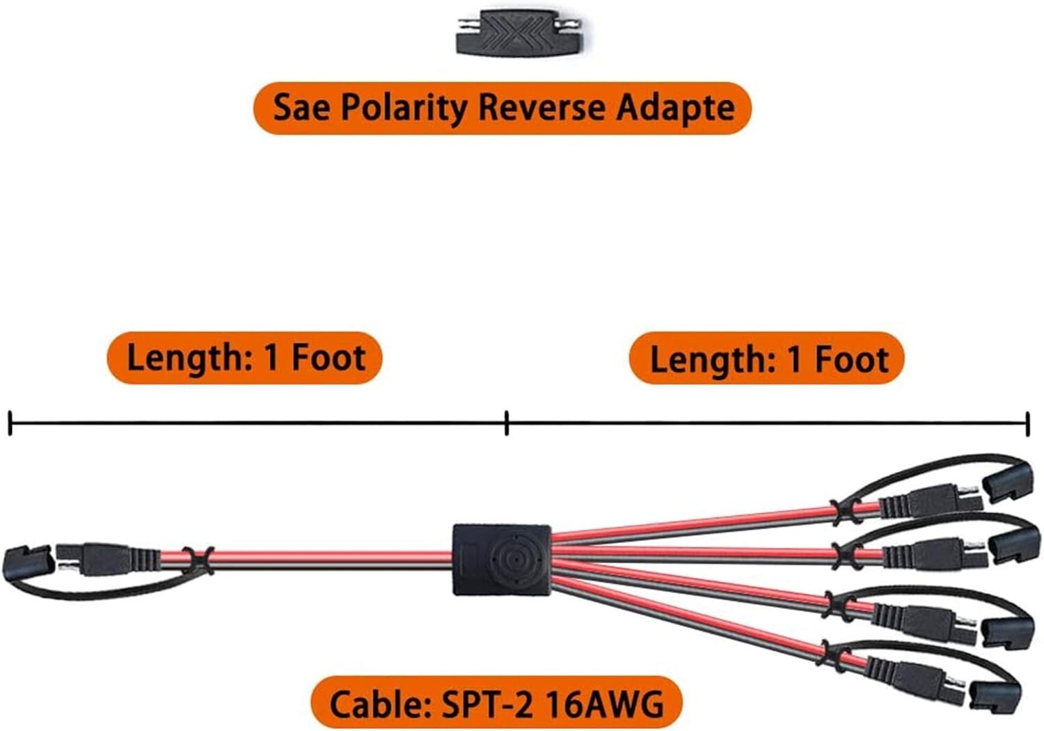 SAE 1 to 4 Extension Cable Quick Disconnect for Solar Panels and Automotive