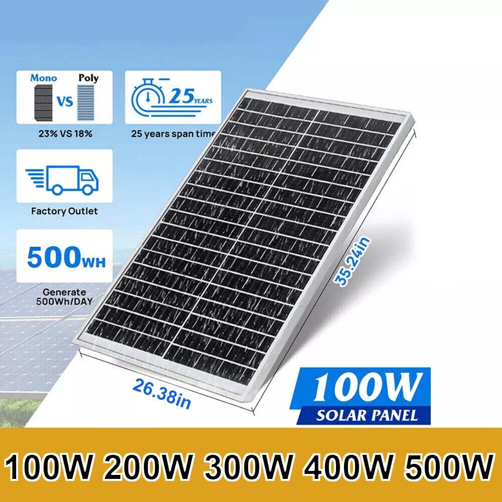 100 Watt Solar Panels Monocrystalline Solar Panel for 12V Battery RV Marine Boat
