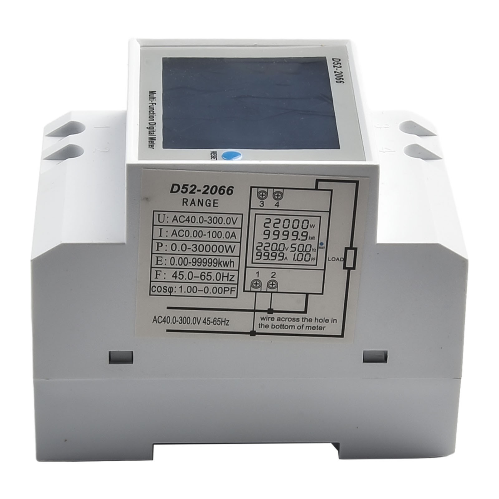 Brightness AC Power Meter 100A High Precision 6 In 1 AC Power Meter Din Rail