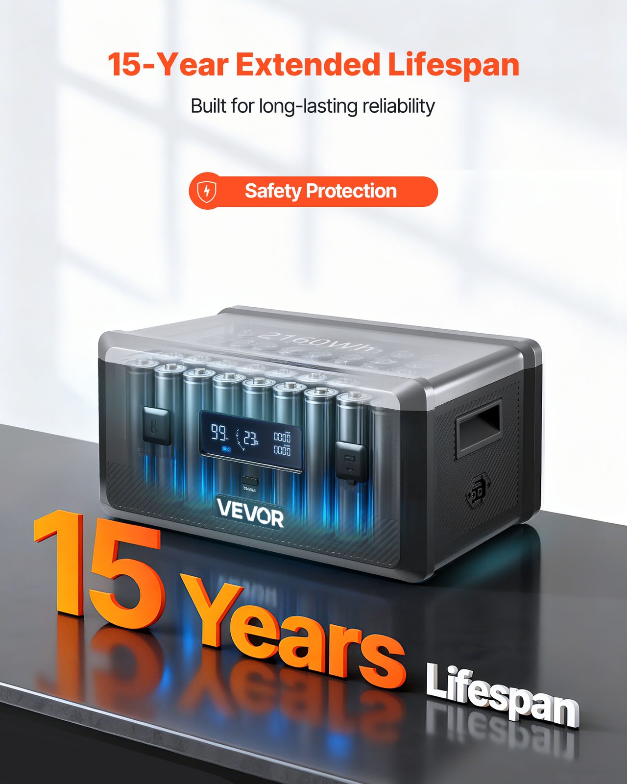 VEVOR Extra Battery for Portable Power Station 2160Wh LiFePO4 Expansion Battery