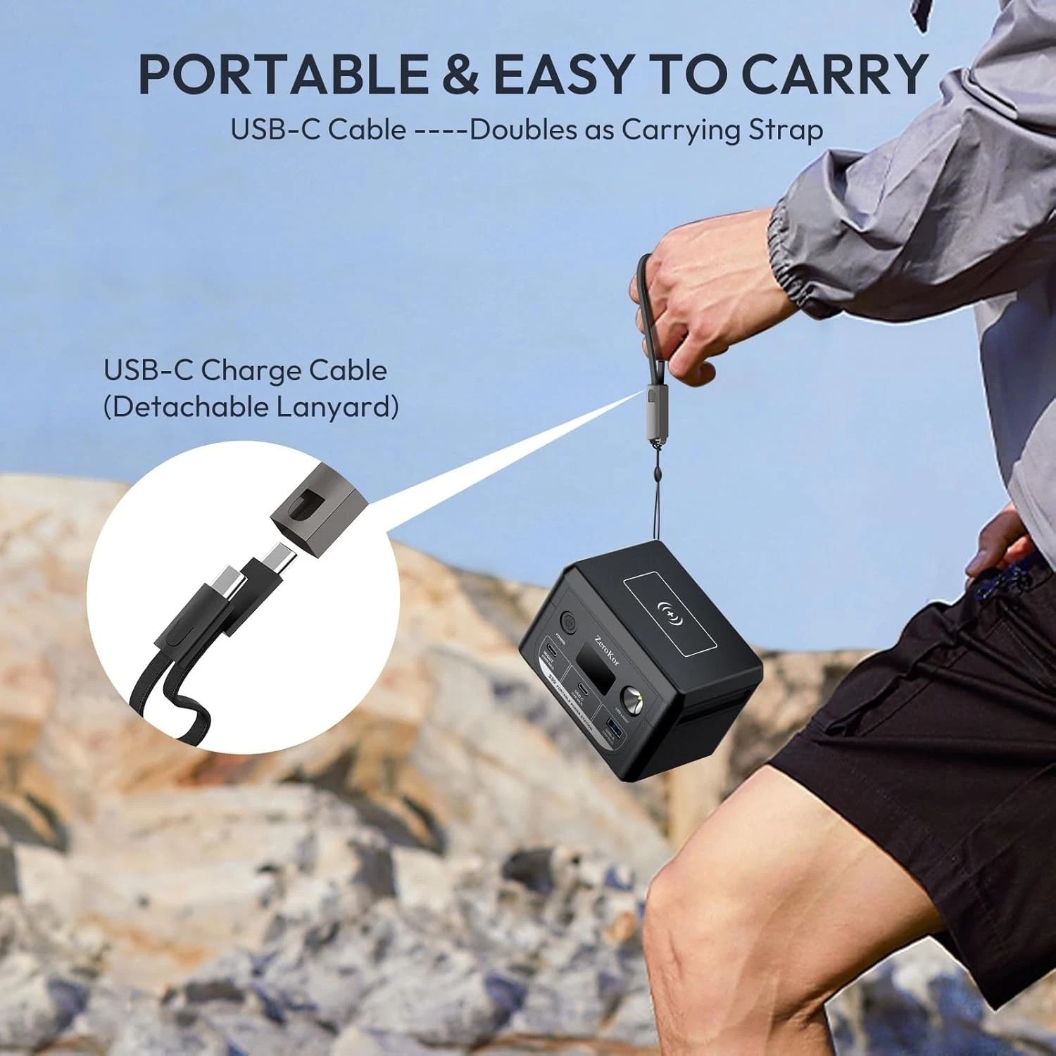 100W Portable Power Station – 30,000mAh Solar Generator with USB-C Fast Charging