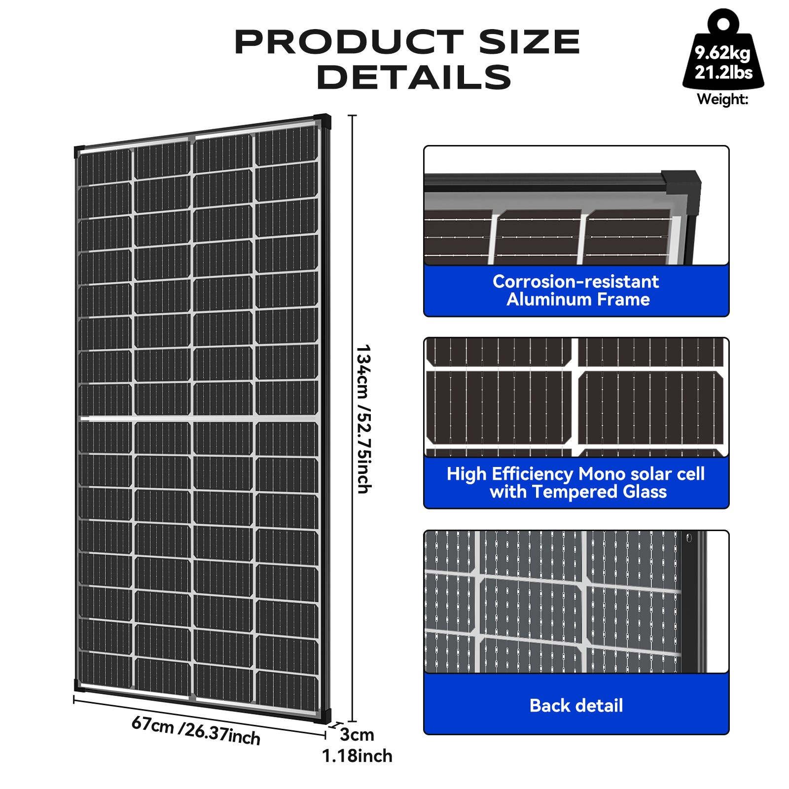 200W solar panel, 18BB , 25.5% efficient photovoltaic module