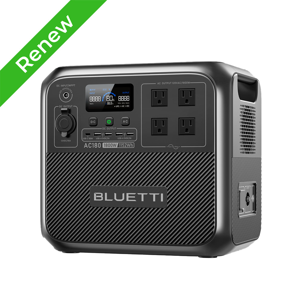 BLUETTI AC180 1800W 1152Wh Portable Power Station Solar Generator for RV Outdoor