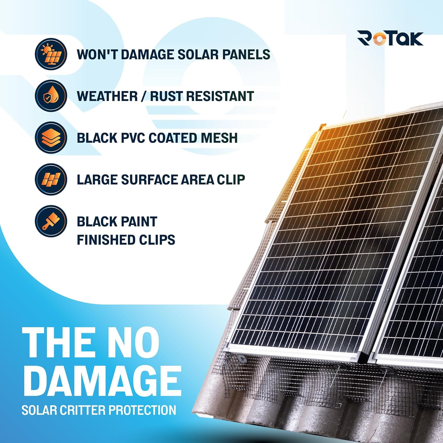 Critter Guard – 6In X 100Ft Solar Panel Bird Guard – Galvanized Black PVC Coated