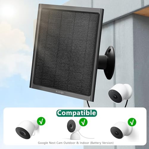 8W Solar Panel for Google Nest Camera Outdoor&Indoor Battery Version Black