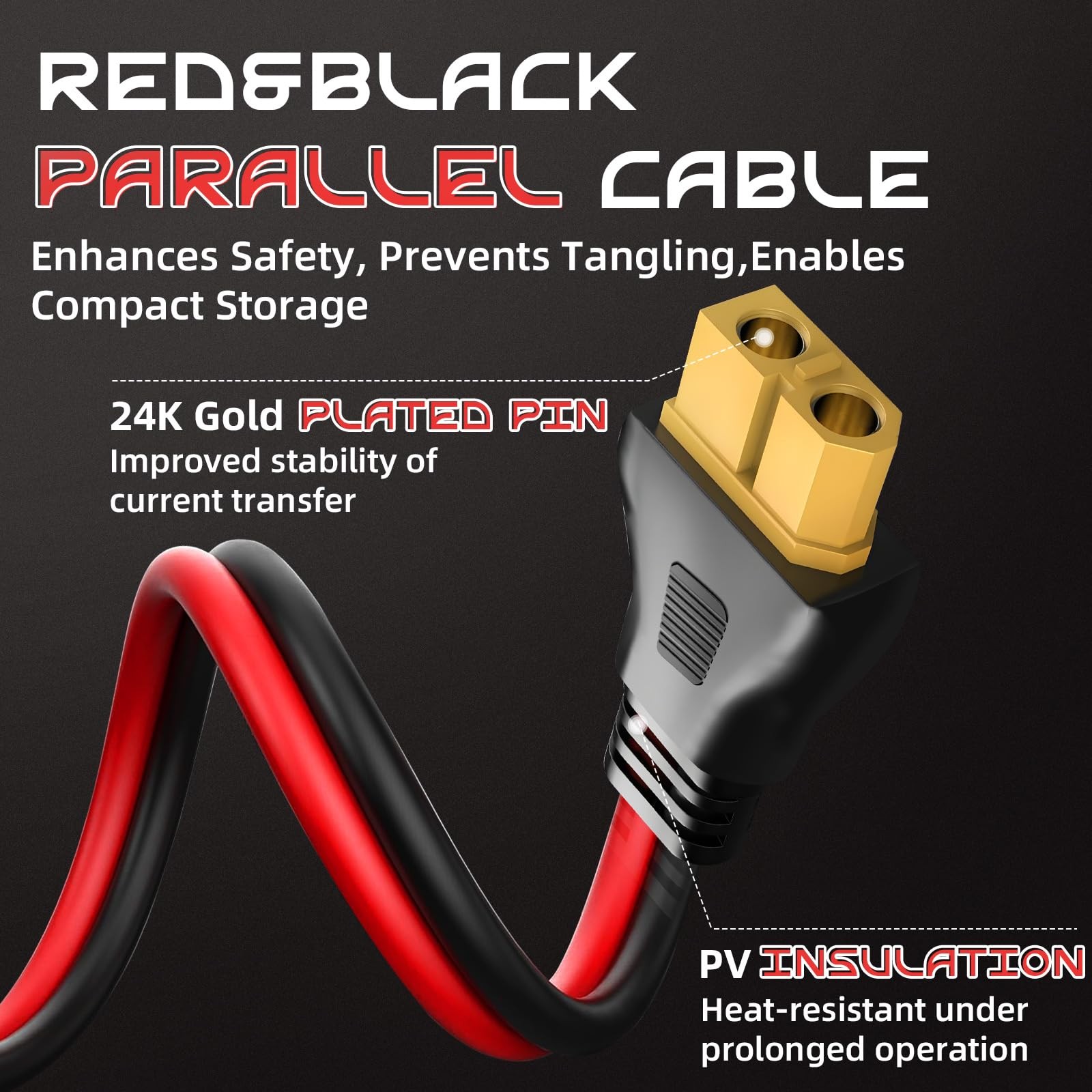 10FT 10AWG XT60 Solar Charging Cable, GIBBAB Solar Panel Connector to XT60 Ex…