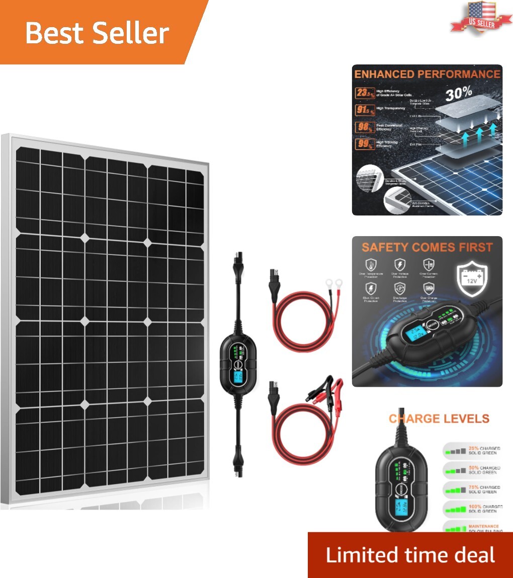 50W 12V Solar Panel Kit with Ultra-Smart MPPT Charge Controller for Safe Char…