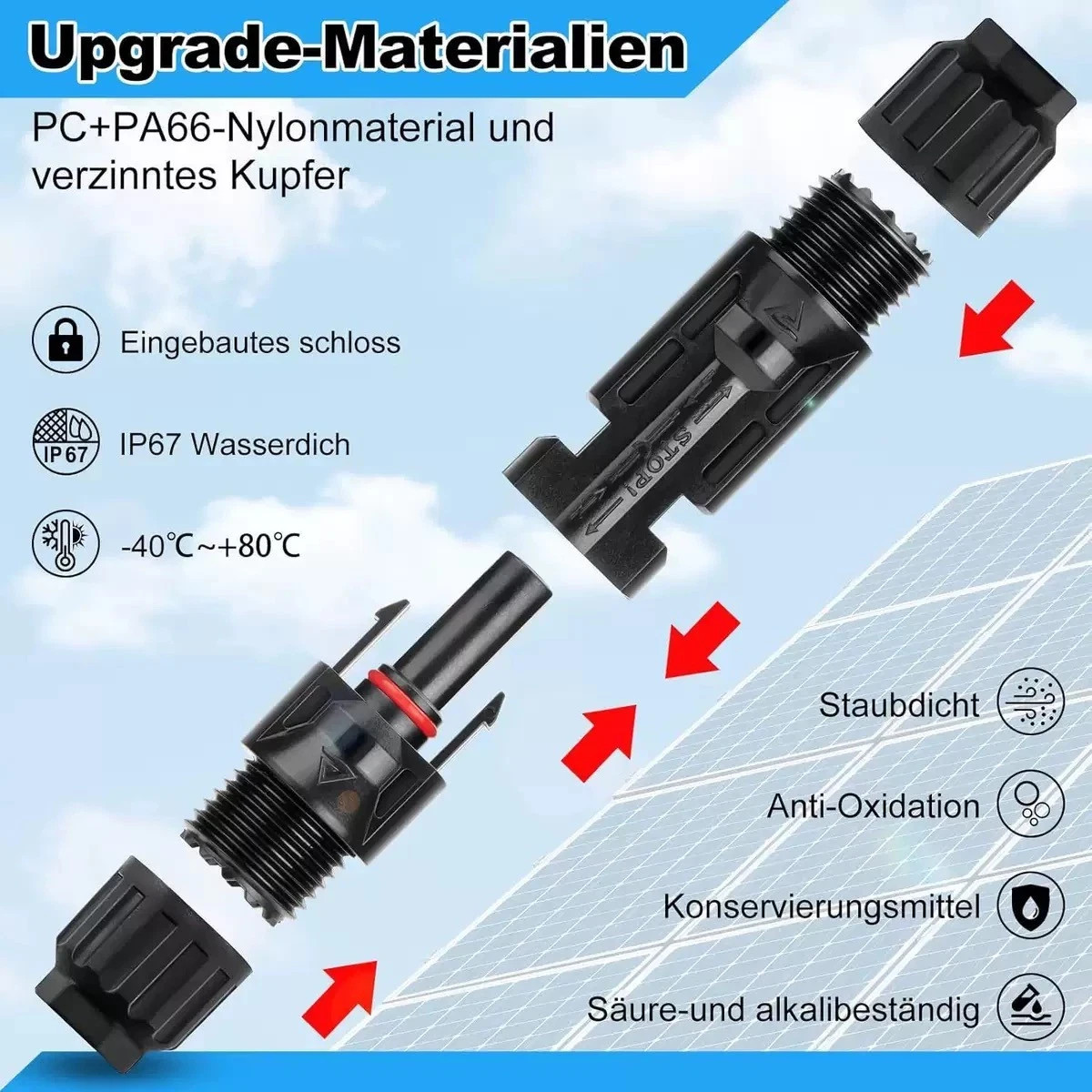 10Set Male Female Wire Cable Connector Set Solar Panel Waterproof Connector