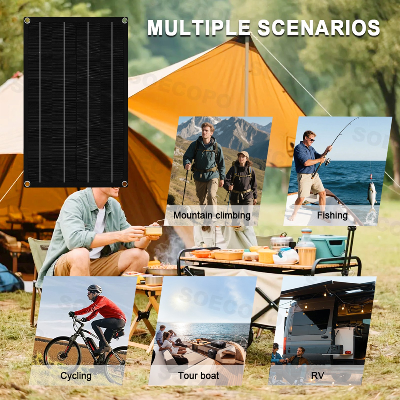 1600W Solar Panel Kit-2x800W+100A Controller + Extension Cord Multi-Scene