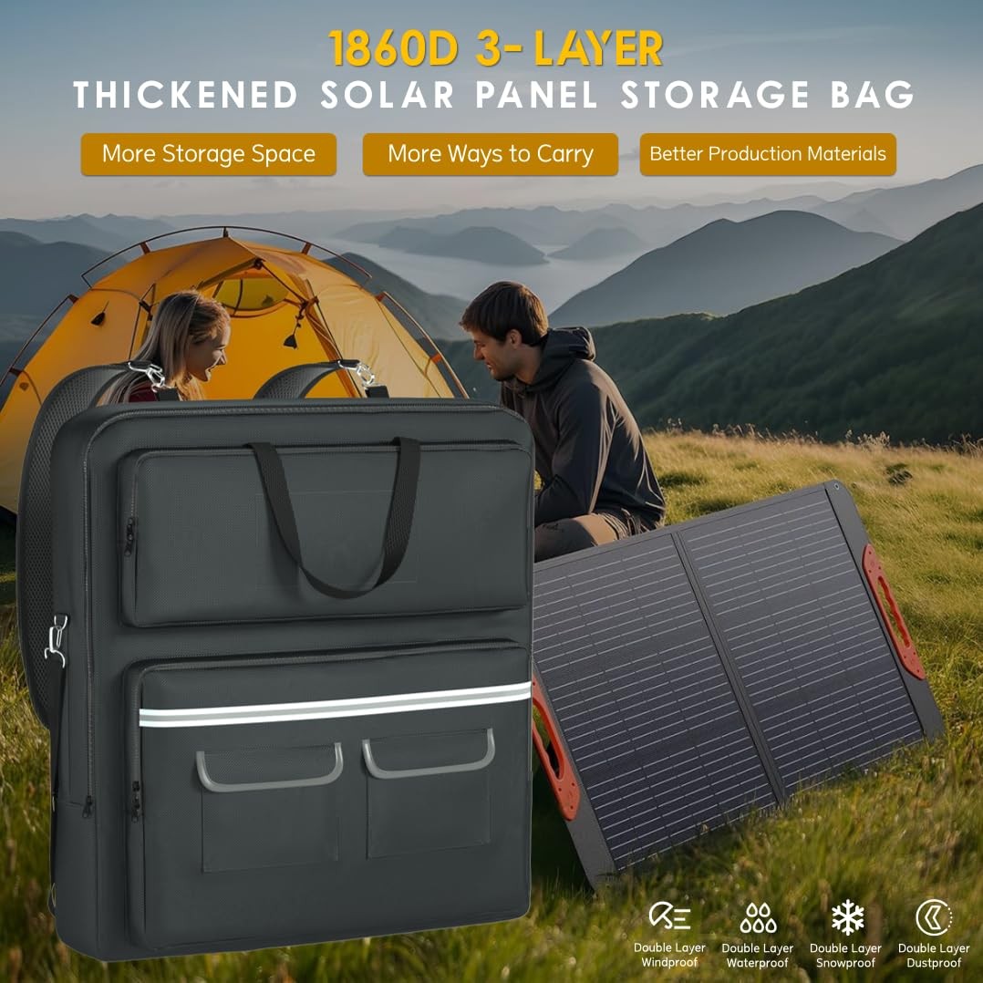 MD34 Solar Panel Storage Bag, Fits Jackery SolarSaga 100/100X/200W & Anker So…