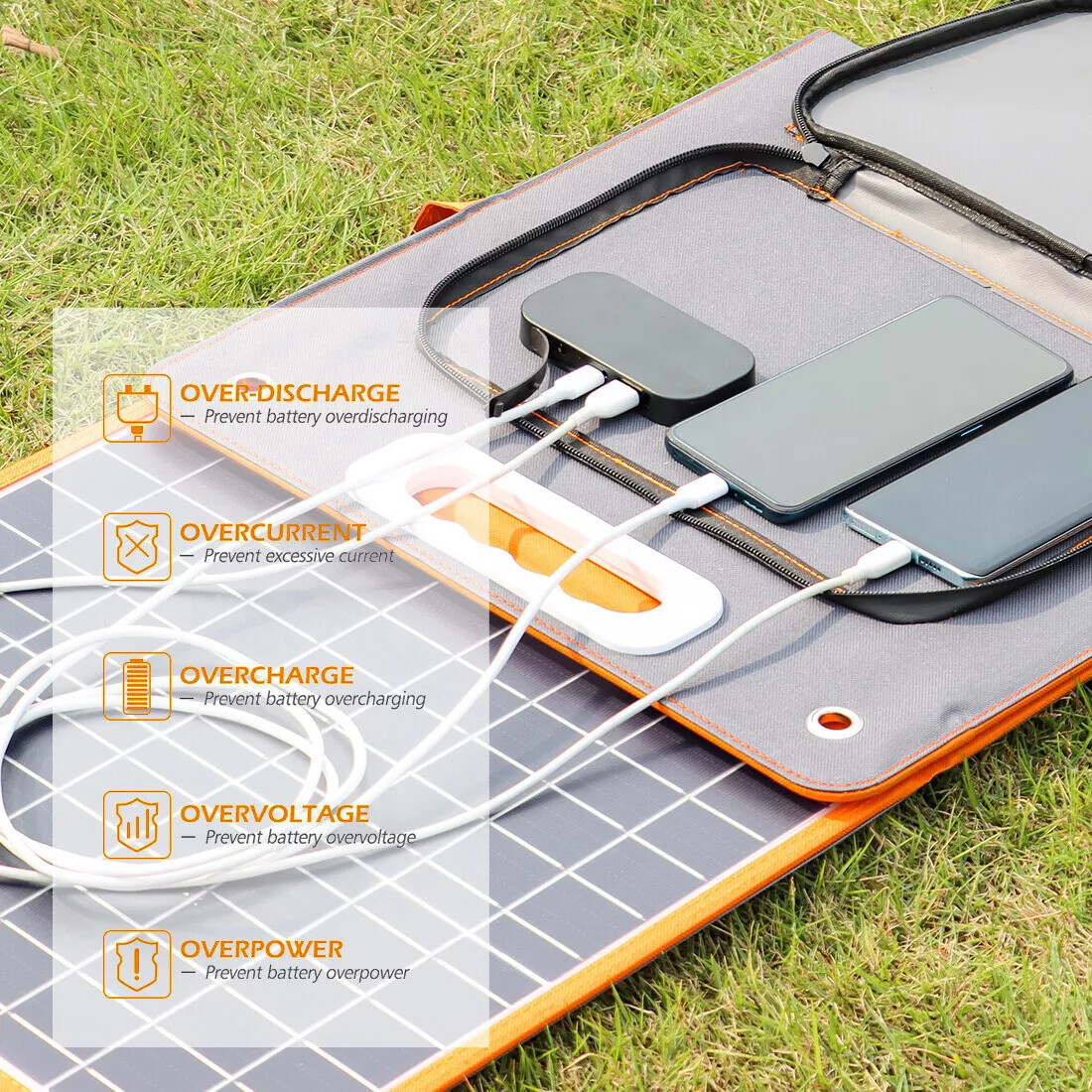 Flashfish 60W Foldable Solar Panels with 18W USB and 18V DC for Outdoor Camping