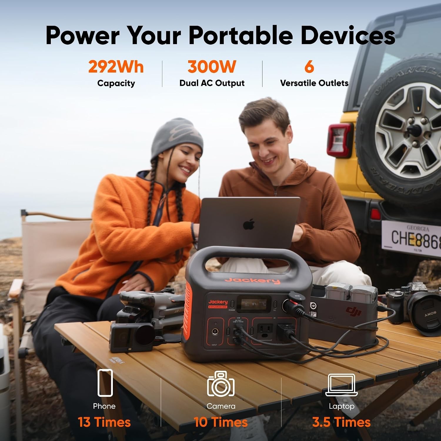 292Wh Explorer 300 Solar Generator – Lightweight, No Noise, Perfect for Camping