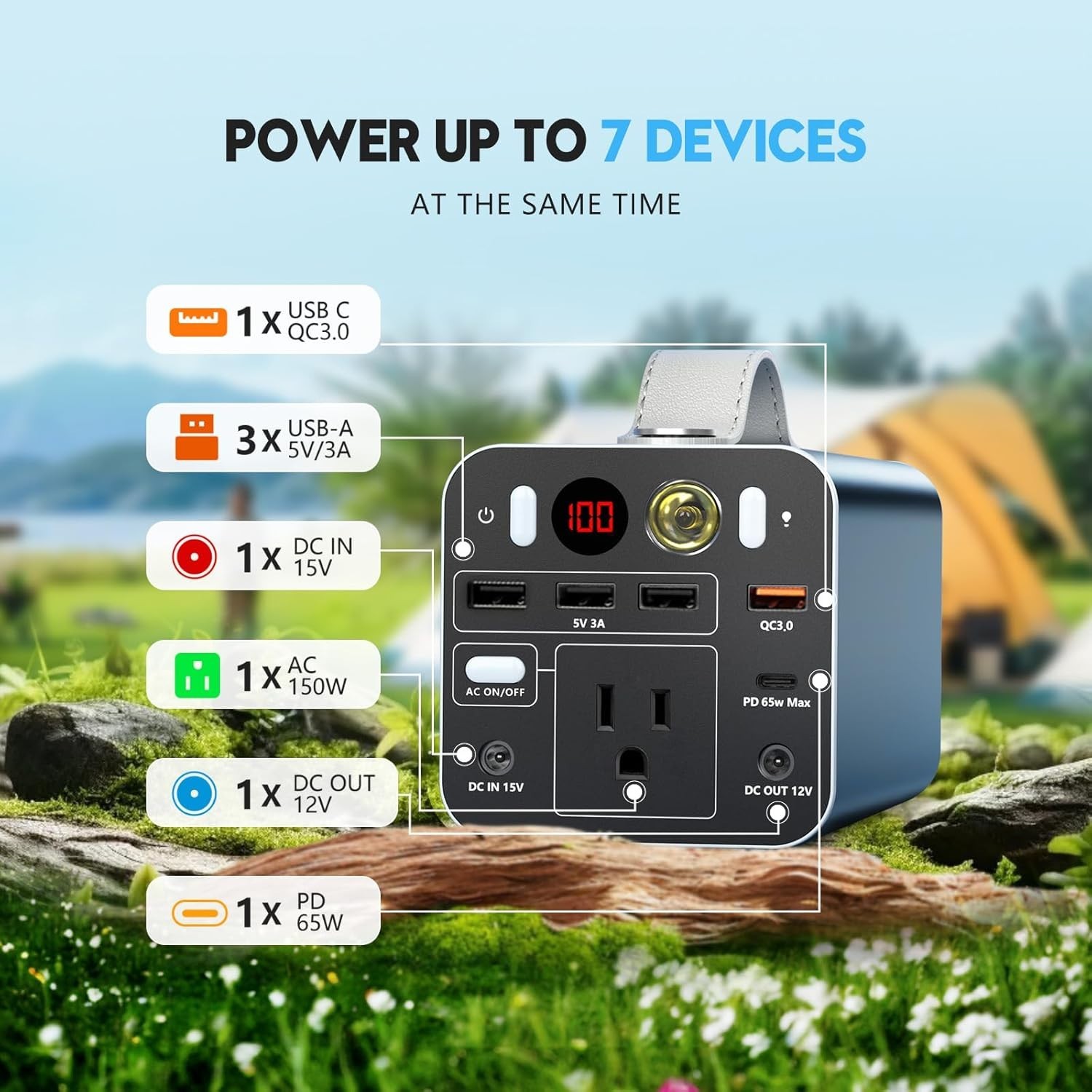 Swift 150W Portable Power Station – Ideal for Camping & Complete Device Charge