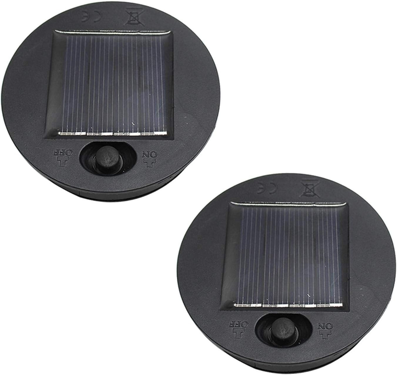 2 Pack Solar Light Replacement Top,Waterproof Round Solar Panel,Warm White LE…