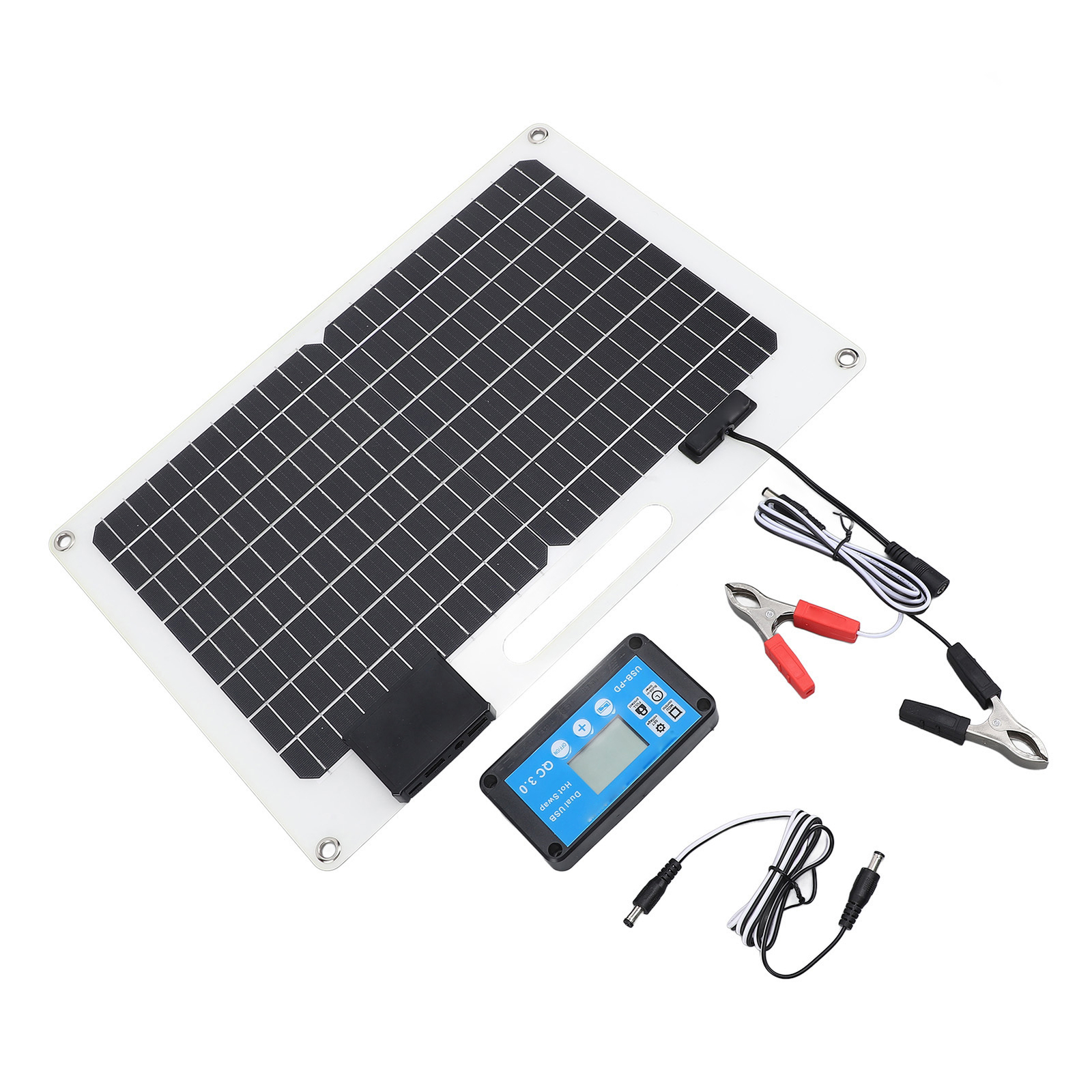 Solar Panel Battery Charger 100W Monocrystalline Silicon 12V 24V Dual USB 100