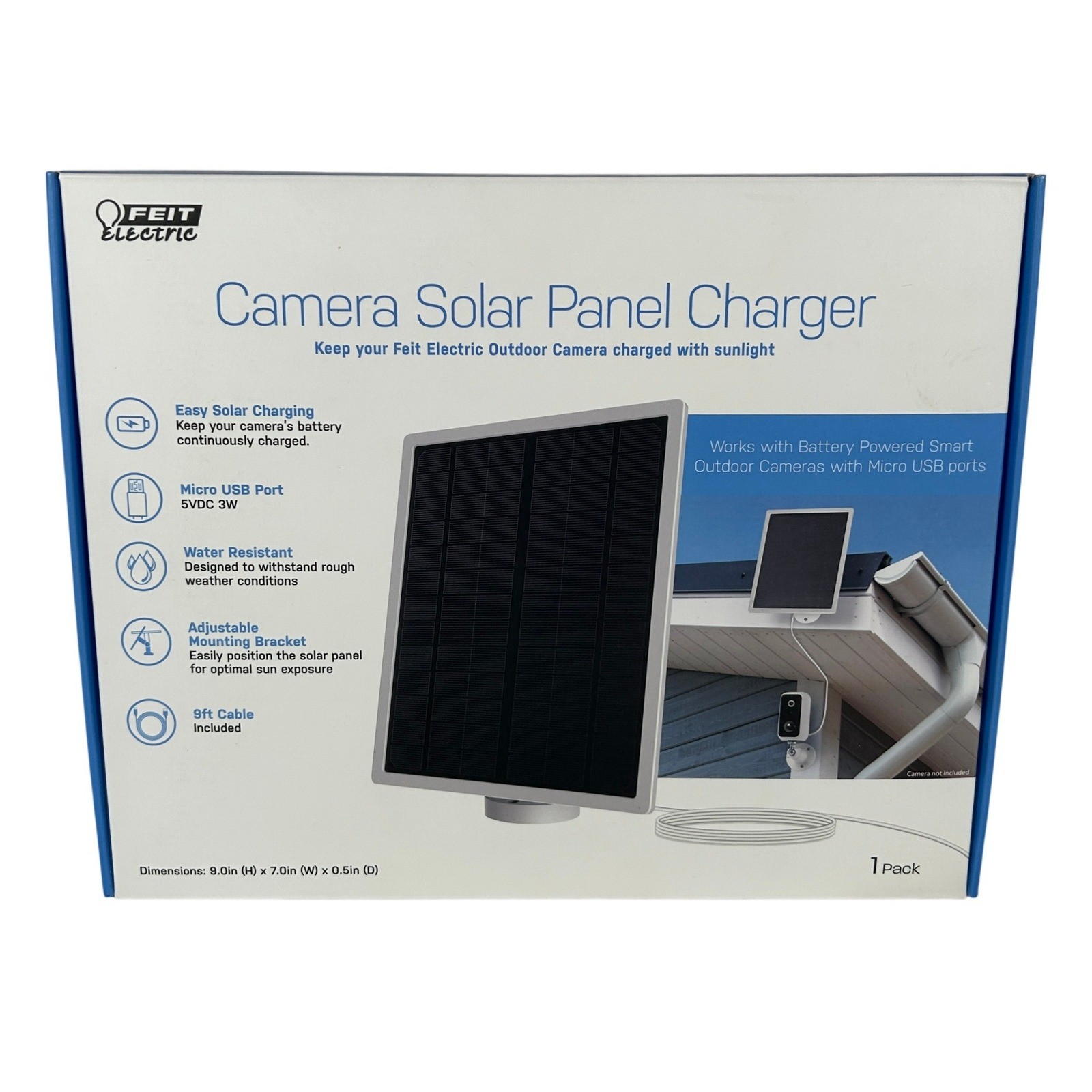Feit Electric Camera Solar Panel Charger Micro USB 5V 3W White PANEL/SOL/CAM NEW