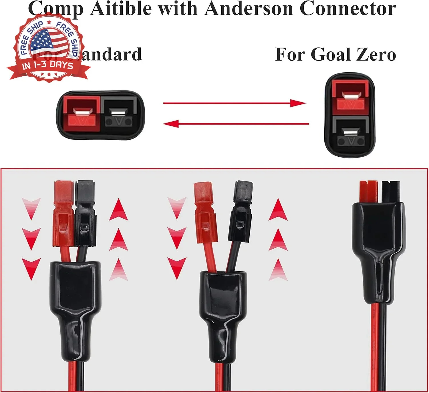 14AWG DC 5521Male/Female Power Plug to an-der-Son Cable 45A Solar Connector to D