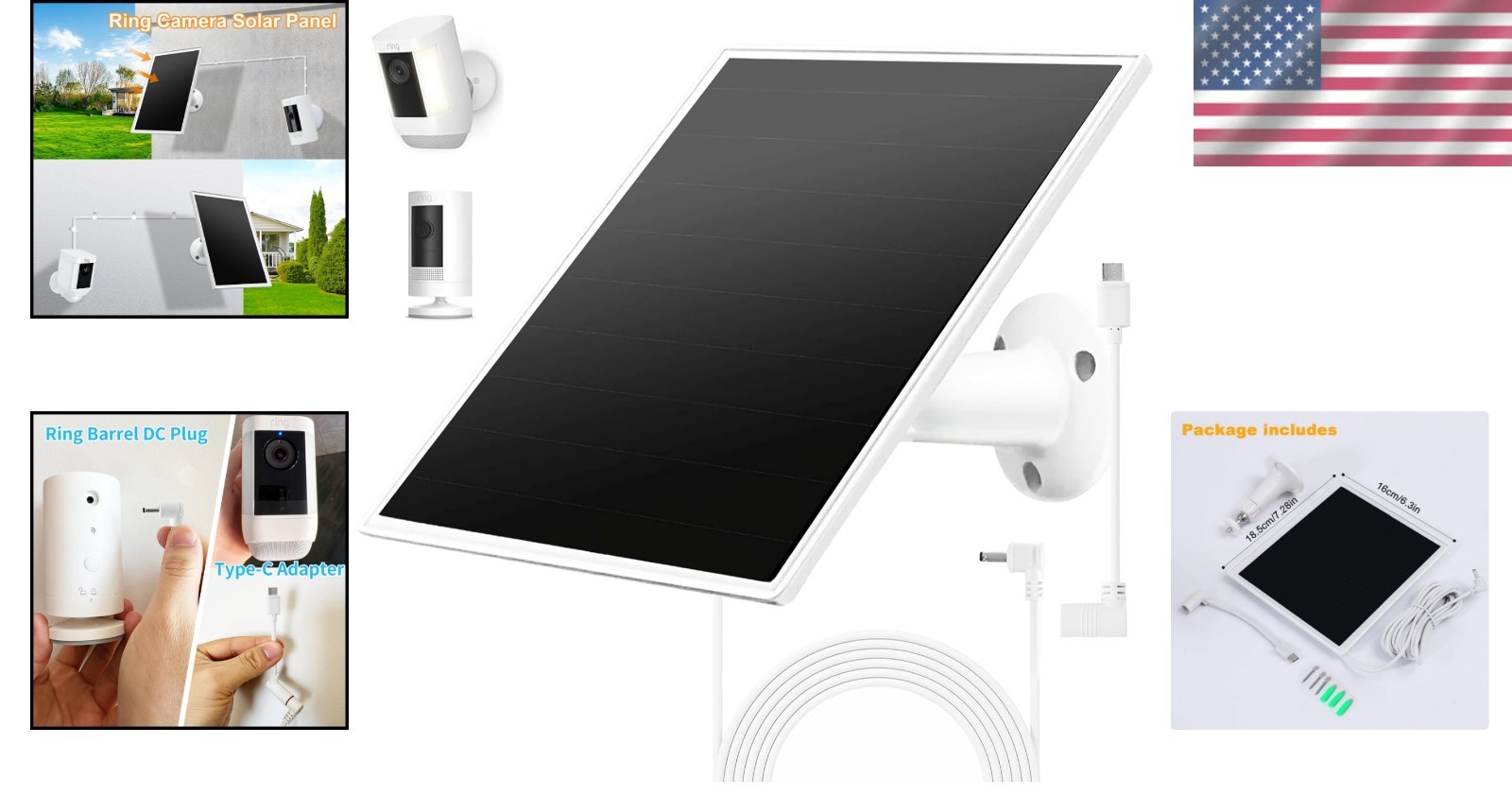 Reliable Solar Panel Charger for Ring Spotlight & Stick Up Camera – Easy Install