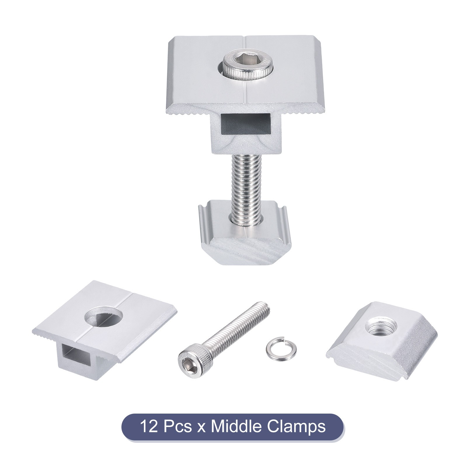 Pack of 12 Solar Panel Middle Clamps 30mm Aluminium Solar Panel Mount Mid Clips