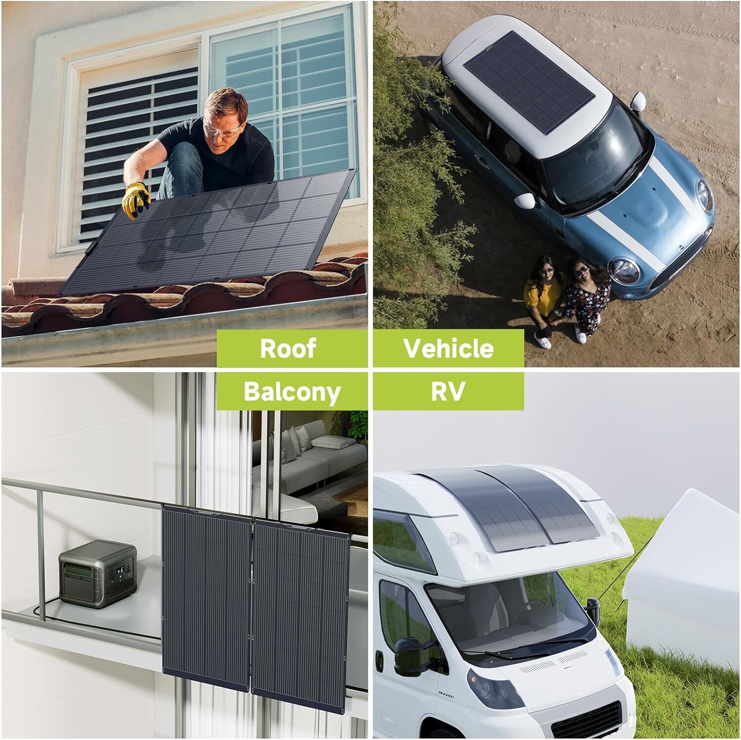 ALLPOWERS SF200 200W Flexible Solar Panel IP68 32V Off-Grid for Roof RV Boat UK