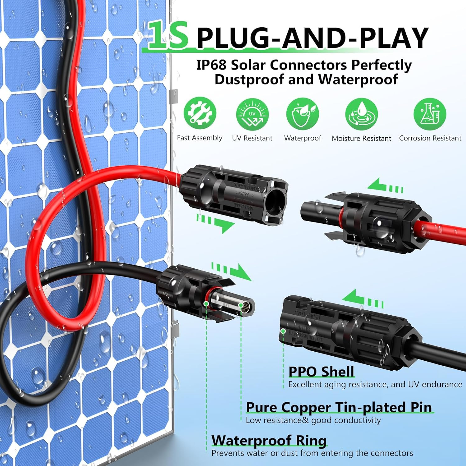 Vansdon Solar to Xt60I Extension Cable 12AWG 20FT Xt60I Female to Male Connector
