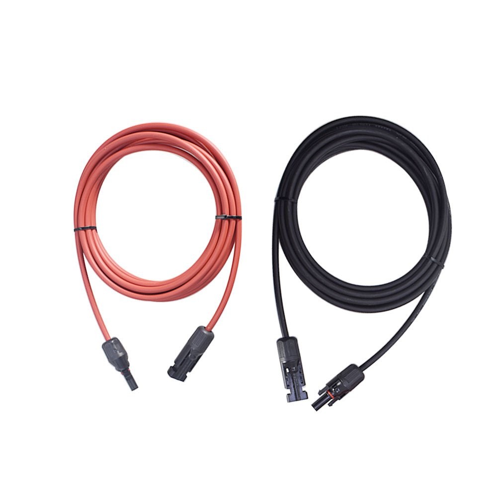 1 Pair 12AWG 15ft Black+Red Solar Panel Extension Cable Wire Connector