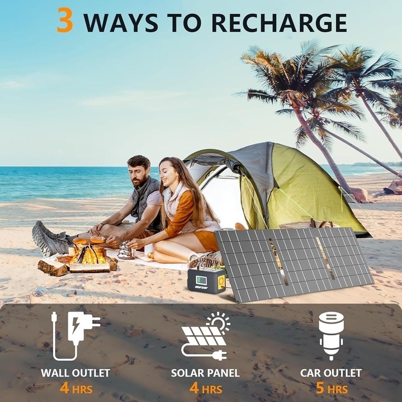 Portable Power Station 88Wh 120W Solar Generator W/ AC USB DC Outputs Camping