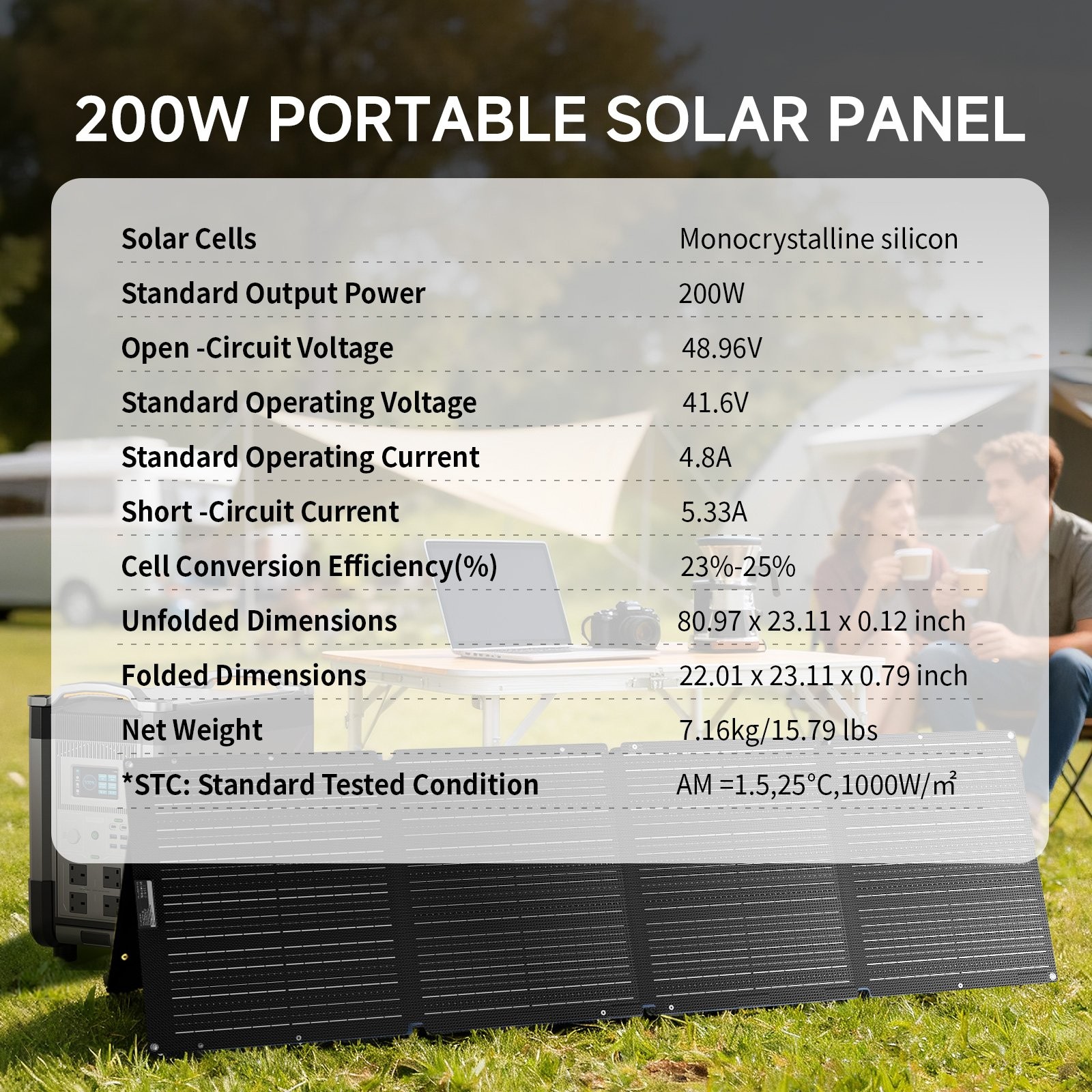ALLPOWRES 200W Portable Solar Panel Waterproof Solar Charger for Generator