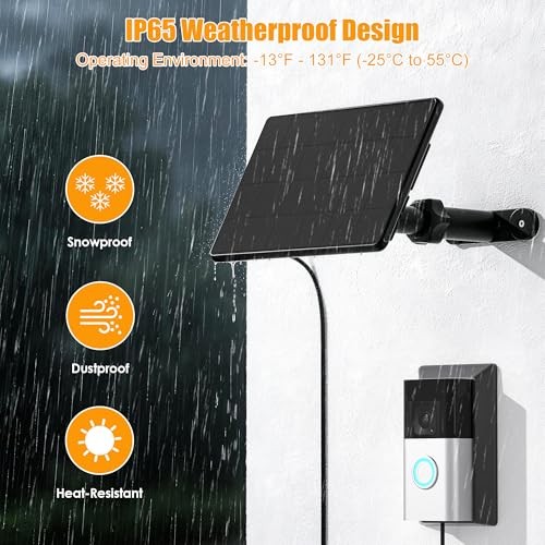 Solar Panel Charger for Ring Video Doorbell 3/3+/4, Battery Doorbell Plus/Pro