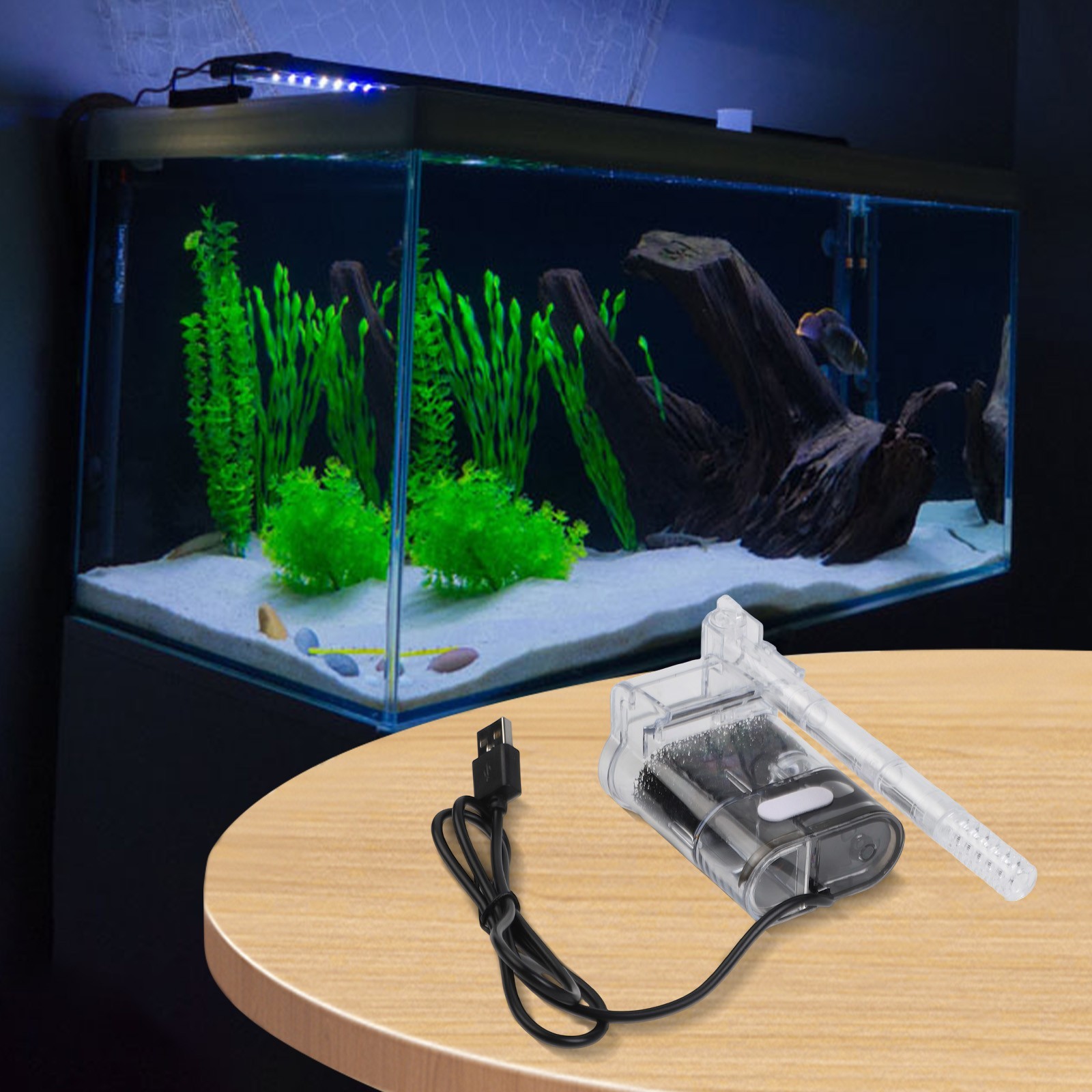 Wall Filter for Fish Tank with USB Pump and Adjustable Water Circulation