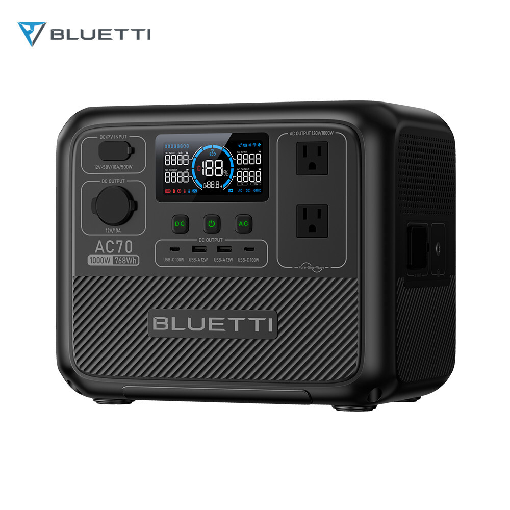 BLUETTI AC70/AC70P 1000W 768Wh/864Wh Portable Power Station LiFePO₄ for RV Trip