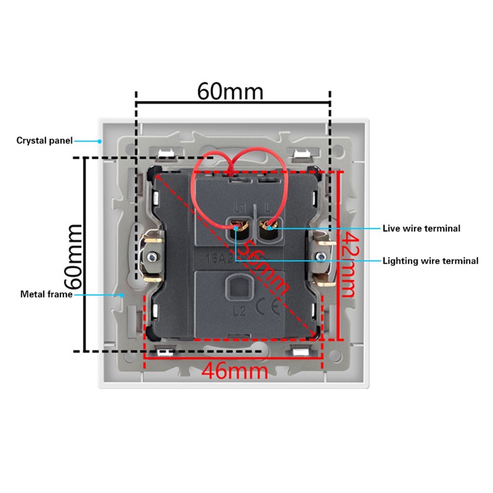 Contemporary Design Rocker Switch Tempered Glass Material European Standard